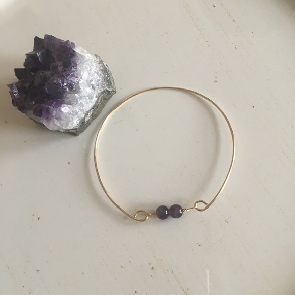 Handmade Jewelry - 3 for $25 Gold February Birthstone Bangle Bracelet